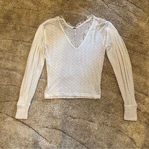 Free People Ballon Sleeve Sheer Sweater Size S